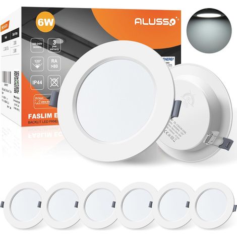 Spots LED Encastrable 15W IP44 175mm, Couleur Variable Blanc Froid 6500K/ Blanc Chaud 3000K/ Blanc Neutre 4000K, Plafond Encastré Étanche Extra Plat 26.5mm 230V 1350LM Trou 145-165mm, Lot de 6 (1/5)