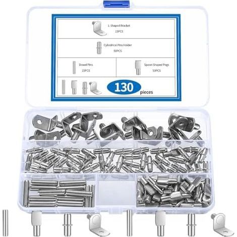 130 Pièces Taquet Etagere, 5mm 6mm Chevilles de Support d'étagère, Etagere en Métal, Taquets pour étagères, étagère Armoire, Placard Verre, Meubles - 4 Styles (1/5)