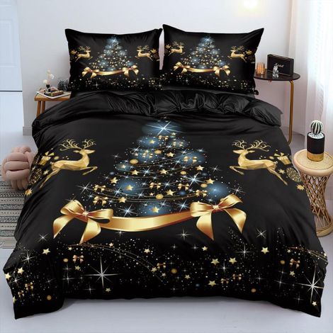 Weihnachts Bettwäsche 200x200 cm Mikrofaser mit Reißverschluss Öko-Tex