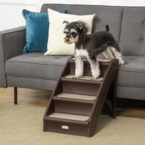 Marche Portable Chiens Chats Tapis Antidérapants Charge Canapé Animaux Compagnie Marron 20 kg 62x38x49,5cm