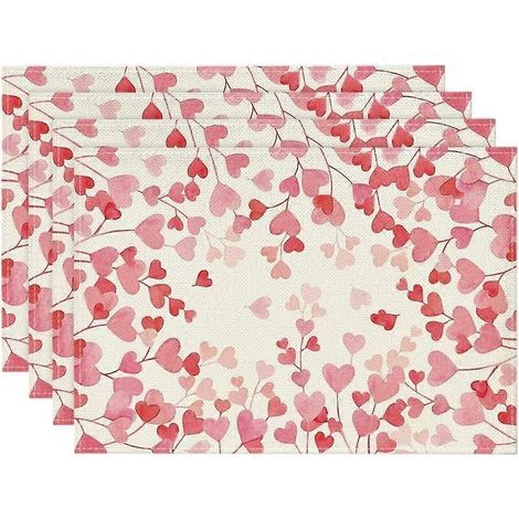 Sets de table roses en forme de cœur pour la Saint-Valentin (lot de 4) (1/5)