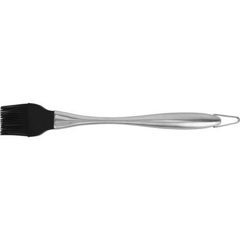 Brosse de cuisson en silicone noir, manche courbé creux en acier inoxydable, résistant à la chaleur, pour barbecue, pâtisserie, sauce, sans perte de poils, grande taille (1/5)