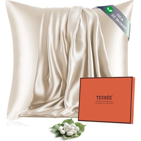 Taie Oreiller en Soie Mûrier 22 Momme 60x60 cm, Beige, 1 Pièce (1/5)