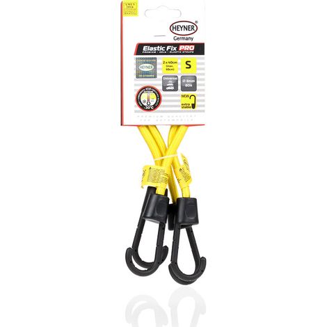 HEYNER® Gepäckspanner 2er Set 40cm gelb Spanngurte Expander mit Haken verstellbar & dehnbar - für Auto Fahrrad Motorrad Möbel & Transport