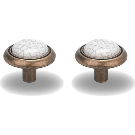2x bouton de tiroir finition laiton porcelaine céramique 24mm meuble vintage antique style porte poignée commode armoire maison à visser (1/3)