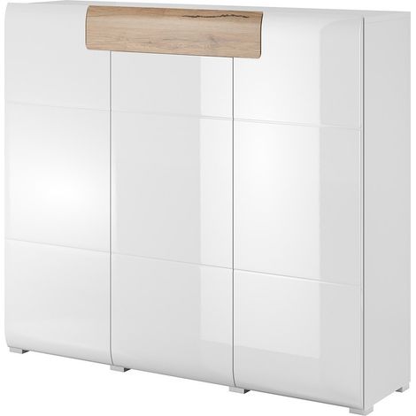 Buffet grand modèle collection OHIO. Coloris blanc et effet chêne. Style design (1/3)
