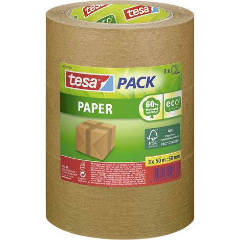Ruban adhésif d'emballage tesapack® ecoLogo® tesa 55337-00002-01 marron (L x l) 50 m x 50 mm adhésif thermofusible 3 pc