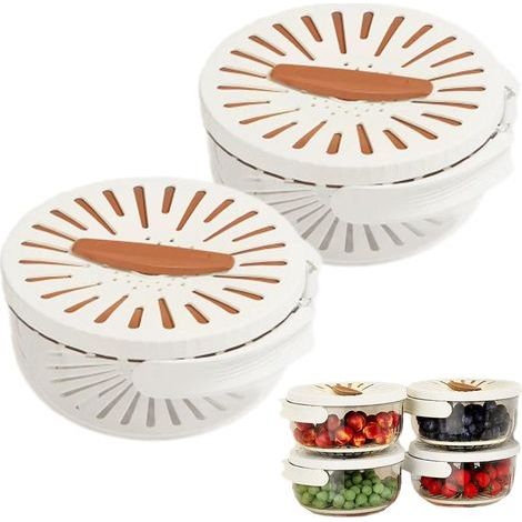 Set aus 2 multifunktionalen Abtropfkörben mit Trichter und Obst- und Gemüsewaschkorb (braun) (1/5)