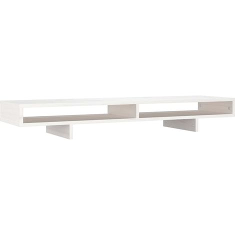 Support de moniteur Support d'écran Blanc 100x27x14 cm Bois de pin solide CFW64907 (1/5)