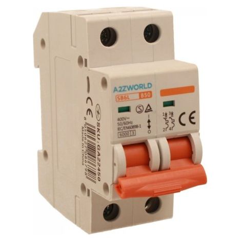 MCB Interruttore Magnetotermico Automatico Curva B 2P 2M 6000A B50A AC 400V IP20 IEC60898-1 SB6L