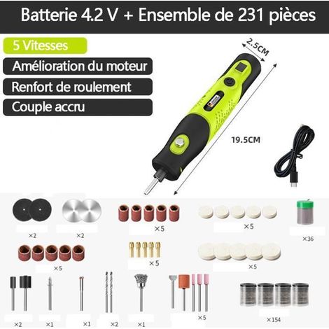Outil Rotatif Multifonction sans fil - QJRRX - 231 Accessoires - 5 vitesses (1/4)