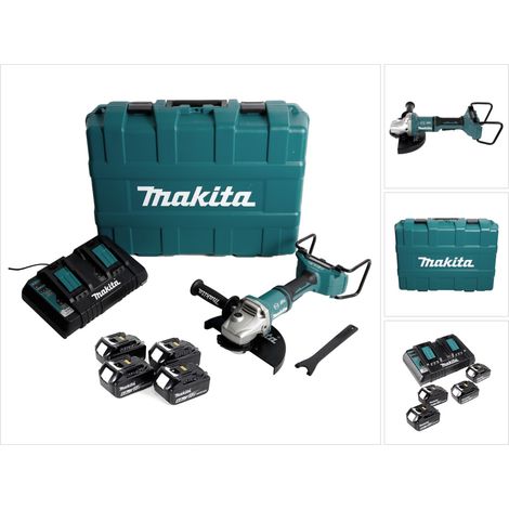 Amoladora angular sin cable Makita DGA 900 G4KX2 36V ( 2x18V ) 230mm sin escobillas + 4x batería 6,0Ah + cargador doble + Ezynut + maletín (1/5)