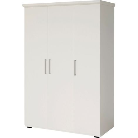 Armoire TOM 3 portes blanche mate avec penderie 120 cm (1/5)