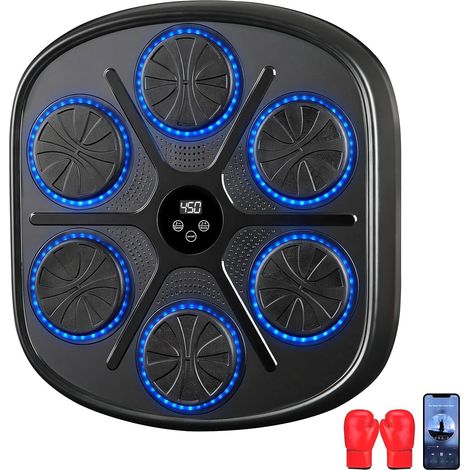LED Machine de Boxe Musicale, Domicile électronique Cible Intelligente Bluetooth Musique équipement, dentraînement, Murale Hauteur d'installation réglable, avec Gants, Adultes et Enfants (1/5)