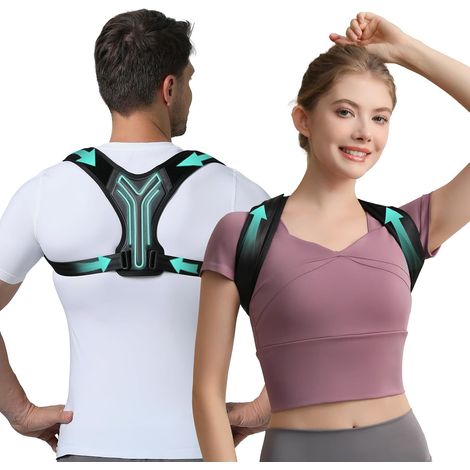 Correcteur de posture pour le haut du dos pour femmes et hommes, correcteur de posture léger pour hommes, soutien réglable pour le haut du dos, attelle claviculaire pour épaules rondes et dos voûté (g