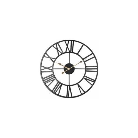 Horloge murale silencieuse vintage 50cm – Métal noir-or – Chiffres romains décoratifs – Antirouille et durable (1/5)