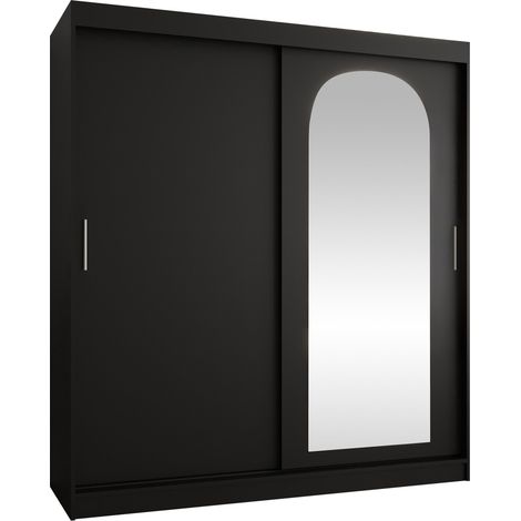 Armario Hartford 500, Negro, 200x180x62cm, Puertas de armario: Correderas, Número de estantes: 9