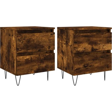 Set di 2 comodini con due cassetti 40 x 35 x 50 cm MDF marrone e ferro DEC035097