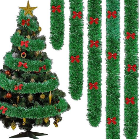 Weihnachtsgirlande 12m mit Schleifen, Tannengirlande für Innen & Außen