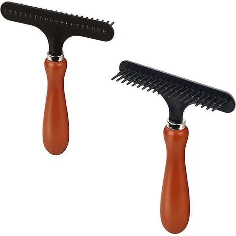 Tierkämme, Entwirrungskämme mit Holzgriff, Rechenkämme für Hunde, Haarentfernungs- und Massagekämme, Tierzubehör. (1/5)