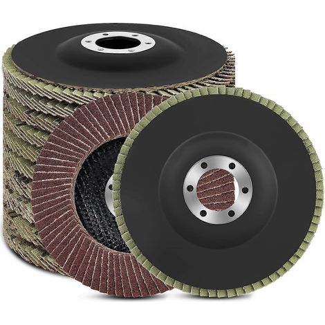 Disques à lamelles 115 mm, grain 40/60/80/120, lot de 10, disques de ponçage pour meuleuse d'angle, disques abrasifs pour acier inoxydable, fonte, tôle et autres métaux. (1/5)