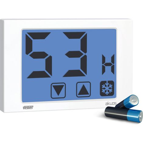 VEMER VE791200 AKUOS - Umidostato Igrostato Digitale Touch Screen da Parete, Alimentazione a Batterie, Bianco