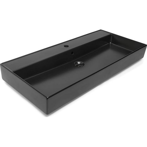 SAT Infinitio 100,4x46,5 cm lavabo nero opaco con foro per rubinetto centrale (SATINF10046BKM)