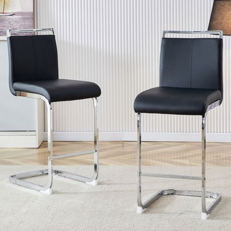 Lot de chaises 2 chaises noires style nordique chaise scandinave qualité usage polyvalent revêtement pu (1/5)