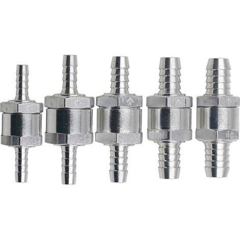Clapet Anti-Retour 5 Pièces 5 Valve Anti Retour Essence avec Flèche Valve Unidirectionnelle Aluminium pour Carburateur Low Systèmes de Carburant Sous Pression (4mm 6mm 8mm 10mm 12mm) (1/5)