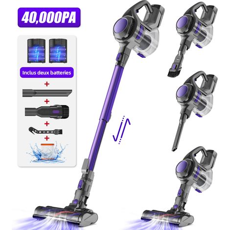 Bodenstaubsauger – 40000 Pa, 400 W, 5-in-1 mit HEPA-Filtersystem – 55 Min. Laufzeit – Abnehmbare Batterie – Violett