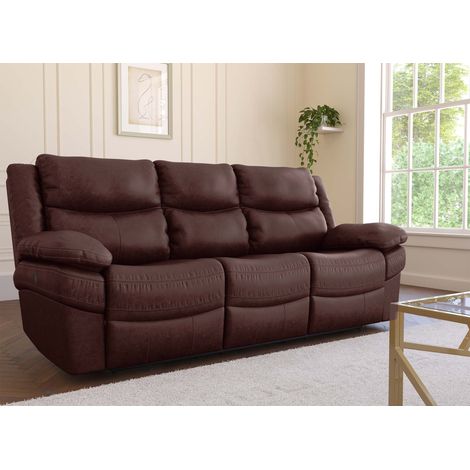 Canapé relax électrique 3 places en tissu microfibre marron ALFRED (1/5)