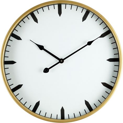 Rebecca Mobili Reloj de pared Relojes Blanco Dorado Mdf Metal Vidrio 40x40x6