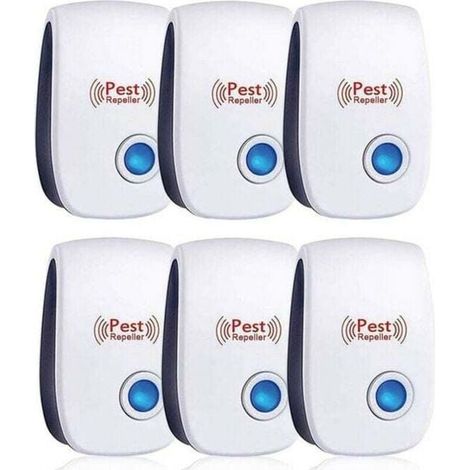 Repulsif Ultrasons, Ultrason Souris Lot de 6, Ultrason Souris et Rat Efficace Contre Souris,Rats,Mouches,Moustiques,Insectes Nuisibles,Araignées,Cafards, Sûr et Non Toxique