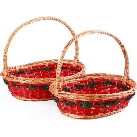 Cesto ovale in vimini, set di 2, 50x42x15 cm (1/4)