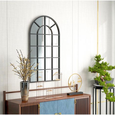 Specchio da parete ad arco 110 x 62 cm con cornice metallica nera HAVRYA (1/5)