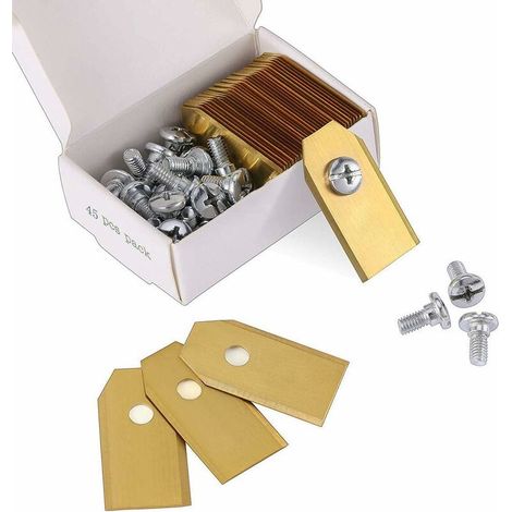 45 x goldfarbene Titan-Messerklingen für alle Husqvarn/Automower/Yardforce/Gardena Robotermäher (3 g – 0,75 mm) mit 45 Schrauben, Ersatzklingen für die Modelle 105,310,315,320,420,430x,r40i