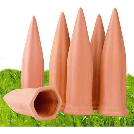 Goutte-goutte en céramique - système d'arrosage automatique pour plantes - terre cuite - lot de 6 - plantes d'intérieur - arrosage automatique pour une utilisation intérieure et extérieure - 17,5 x 4, (1/5)