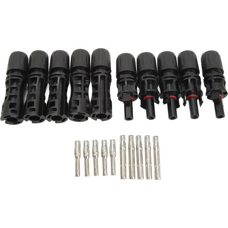 5-pair solar connectors with pins, IP67 waterproof, male/female, resistant to 1500V and 30A, for photovoltaic panels. (1/5)