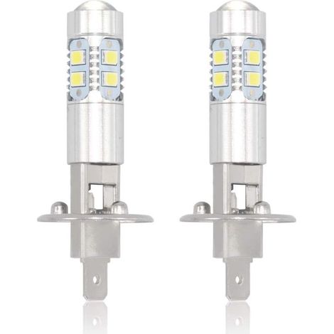H1 LED Ampoules de phare, 6000K Super White Fog Driving Light 100W 2400LM Daytime Running Light DRL 360 ° Faisceau Ampoules Lampe (Ensemble de 2) (1/5)