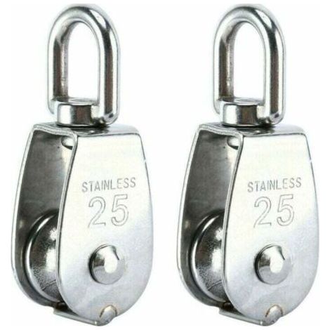 Poulie de Levage, Poulie Simple en Acier Inoxydable 304 Poulie Simple M25 Charge 150kg, Lot de 2 (1/4)