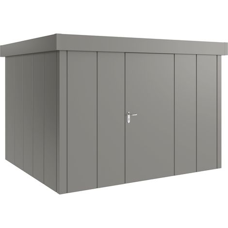 Hörmann Metall-Gerätehaus "Juno" mit Flachdach, JFD13 - Design, 310 x 262 cm (B x T), graualuminium, 1-flüglige Tür, Anschlag rechts (1/5)