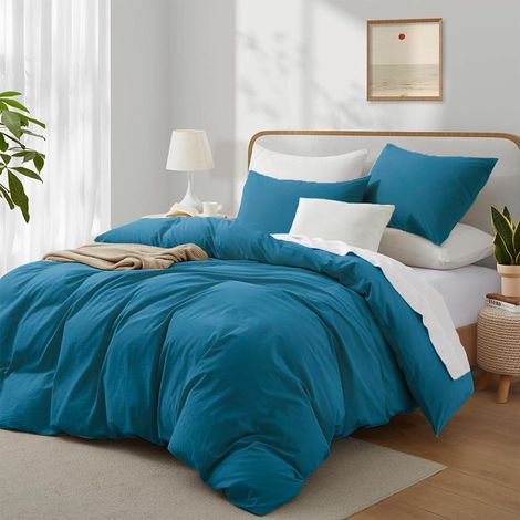 Bettwäsche-Set 155x220 cm Baumwolle Öko-Tex Türkis Petrol 3-teilig