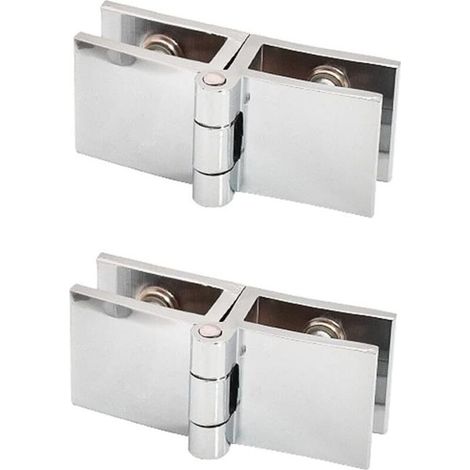 Lot de 2 charnières pour portes vitrées de bibliothèque, pivot à 180°, fixation double face, installation facile, pour portes de placards et meubles de salle de bain (1/4)