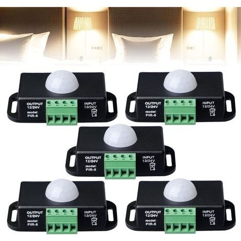 5er-Pack DC 12V-24V PIR-Infrarot-Bewegungsmelder mit Bewegungsmelder, Infrarot-Bewegungsmelderschalter, LED-Bewegungsmelder, Infrarot-Bewegungsmelder