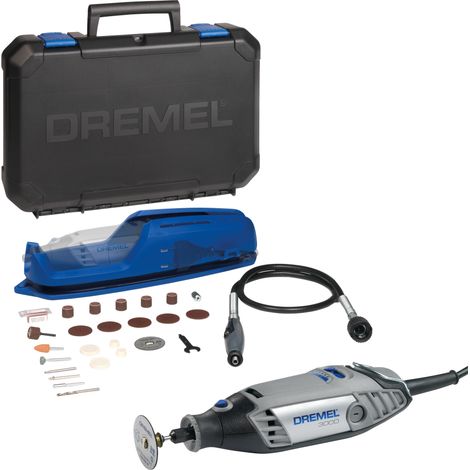 Dremel 3000 Multifunktionswerkzeug 130W, Set mit 1 Aufsatz, 25 Zubehörteilen, Variable Drehzahl 10.000-33.000 U/min zum Schneiden, Schleifen, Gravieren, Polieren, Schärfen, Reinigen, Schnitzen