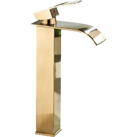 Robinet Lavabo Cascade - Laiton H59 - Mitigeur Eau Chaude Froide - Béc Hauteur Réglable - Pour Salle De Bain - 1 Pièce