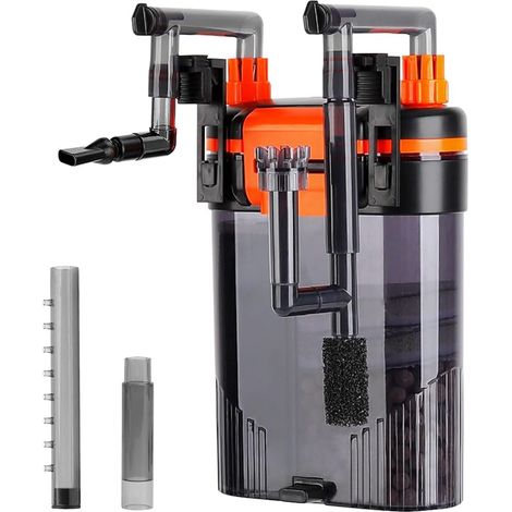hygger Hang on Aquarium Filter, 680L/H 8W Silent Fish Tank Filter with Duckbeak Nozzle Hose Outlet Shower Flow Adjustable Aquarium Filter Outdoor for 150-225L Tank