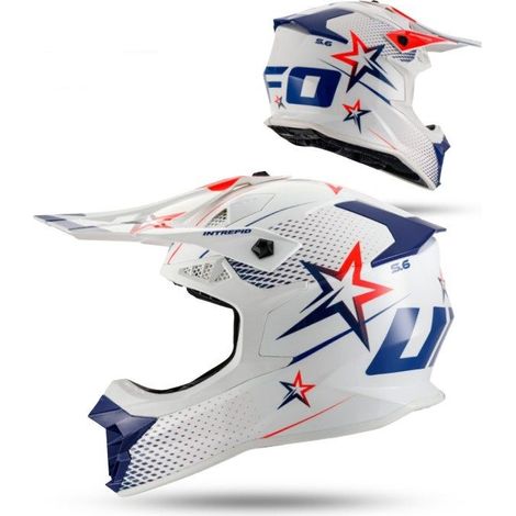 Casco UFO 2026/01 INTREPID CROSS, color blanco/rojo, talla L (ECE 22R06) - Colección 2026