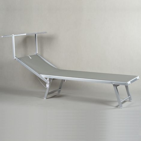 Lettino in alluminio Playa con parasole struttura in alluminio cm 186x70x40h colore sabbia sdraio prendisole