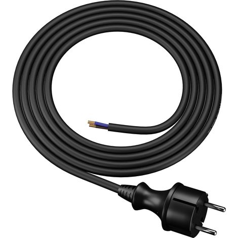 Anschlusskabel 1,5 m mit geradem Stecker 2 x 1,5 mm², schwarz, IP44-geschützt, Gummi (1/5)